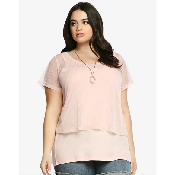 Torrid Sheer Pink Blouse - Picture 1 of 10